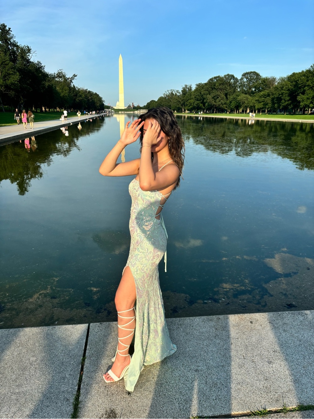 Windsor Mint Beaded Spaghetti-Strap Maxi Dress